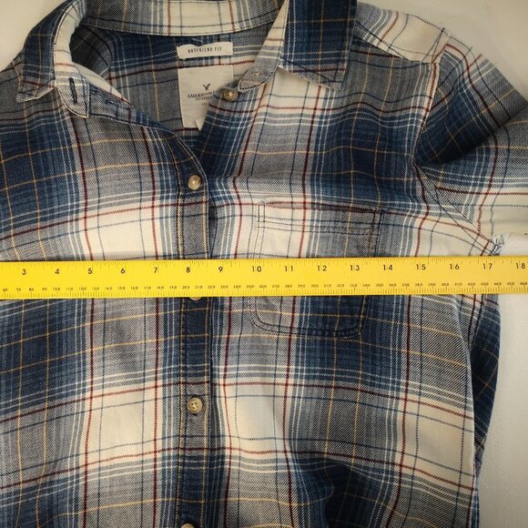 American Eagle Outfitters Ladies Boyfriend Fit Plaid Shirt - Picture 8 of 9